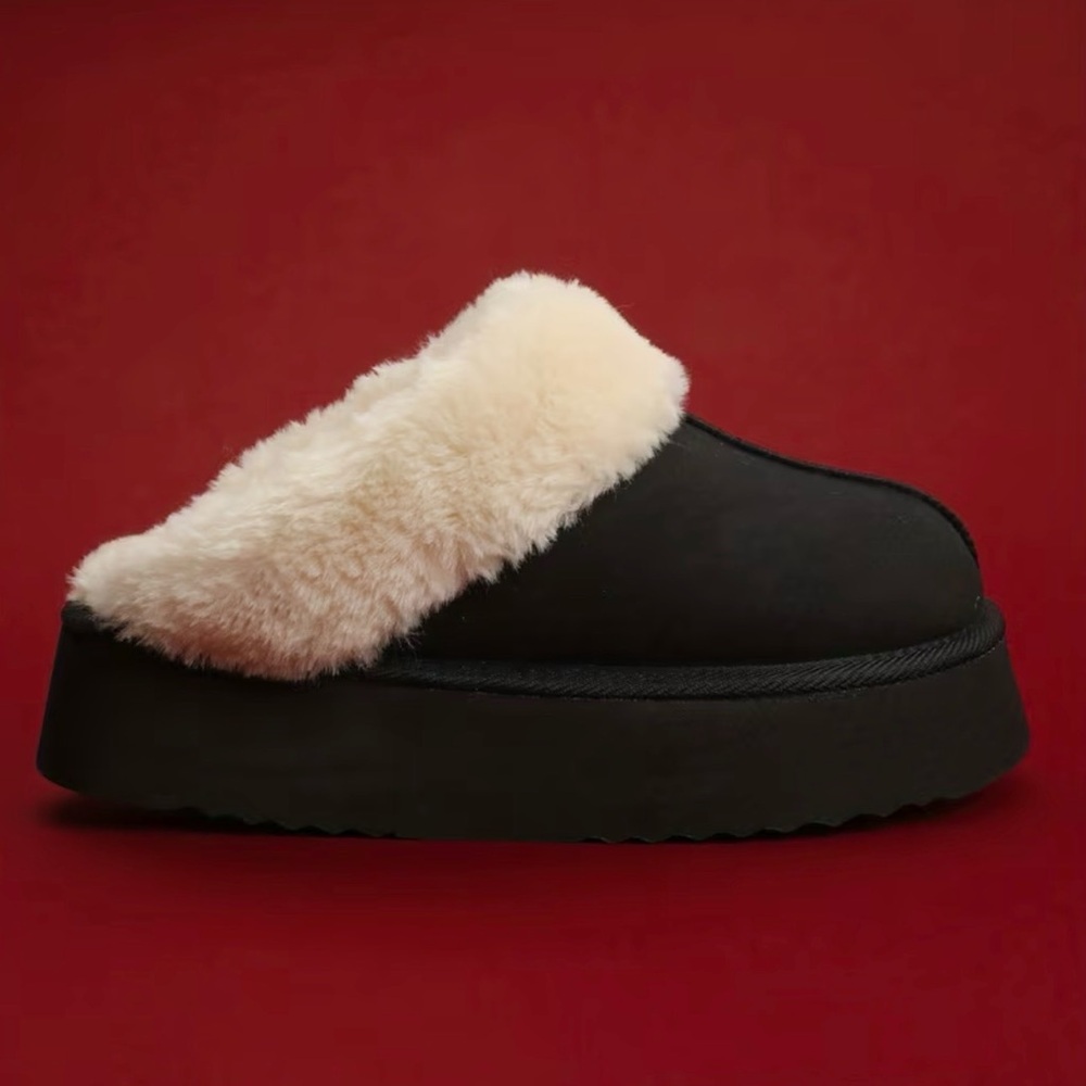 Cozy Chestnut Women's Platform Slippers New Boutique Comfy Soft Faux Fur - Picture 3 of 9